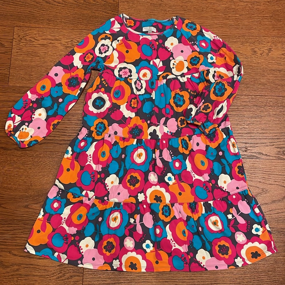 Garnet Hill sustainable cotton floral tiered girl’s dress size 10